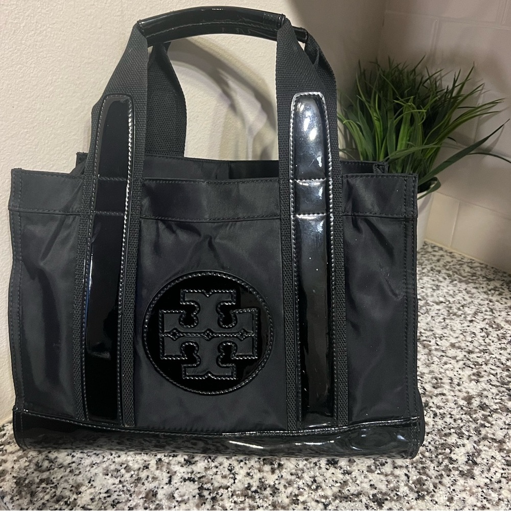 Sold| Tory Burch Black Nylon and Leather Ella Tote